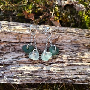 Strandglas, Mörkgröna/Ljusblå/Vita